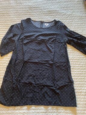 Old Navy Black Dress with White Polka Dots - 3-/4 Sleeve